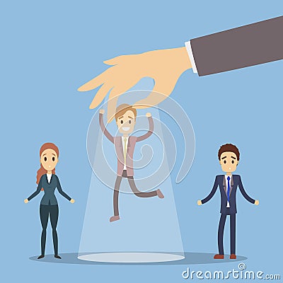 Boss choose employee. Vector Illustration