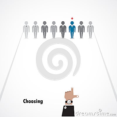 Boss choosing the perfect businessman for the job. Vector Illustration