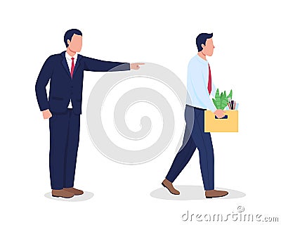 Boss firing employee flat color vector faceless characters Vector Illustration