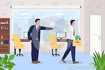 Boss firing employee from office job flat color vector illustration Vector Illustration