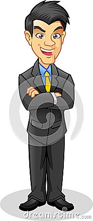 Boss with Folded Arms Vector Cartoon Illustrations Vector Illustration