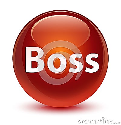 Boss glassy brown round button Cartoon Illustration