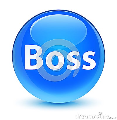 Boss glassy cyan blue round button Cartoon Illustration