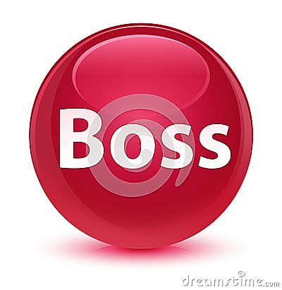 Boss glassy pink round button Cartoon Illustration