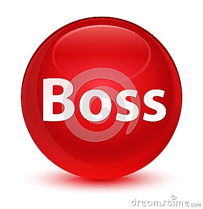 Boss glassy red round button Cartoon Illustration