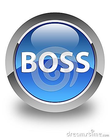 Boss glossy blue round button Cartoon Illustration