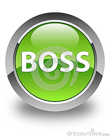 Boss glossy green round button Cartoon Illustration