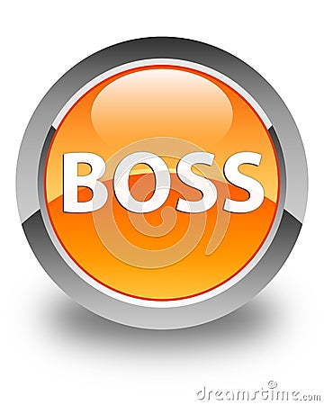 Boss glossy orange round button Cartoon Illustration