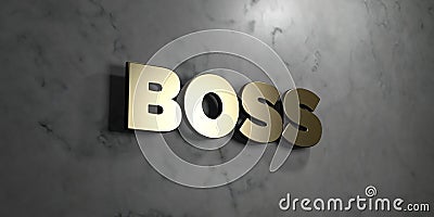 Boss - Gold sign mounted on glossy marble wall - 3D rendered royalty free stock illustration Cartoon Illustration
