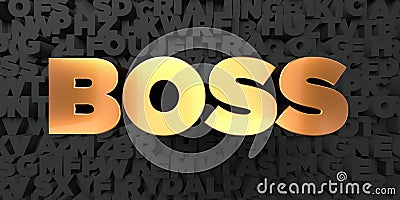 Boss - Gold text on black background - 3D rendered royalty free stock picture Stock Photo
