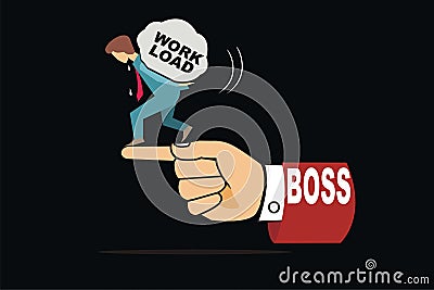 Boss instruction and work load of employee vector illustration Cartoon Illustration