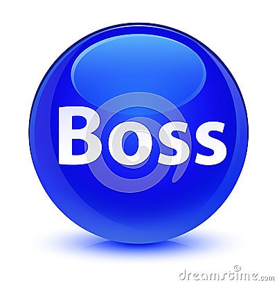 Boss glassy blue round button Cartoon Illustration