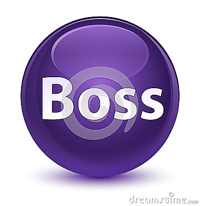 Boss glassy purple round button Cartoon Illustration