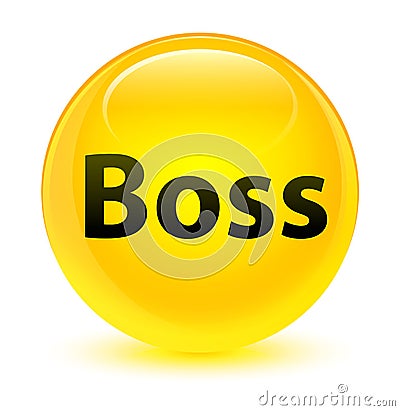 Boss glassy yellow round button Cartoon Illustration