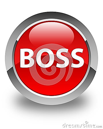 Boss glossy red round button Cartoon Illustration