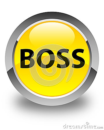 Boss glossy yellow round button Cartoon Illustration