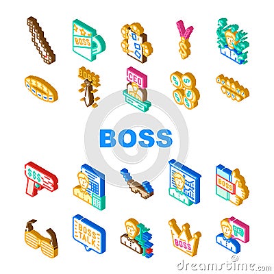 Boss Leader Businessman Accessory Icons Set Vector Vector Illustration