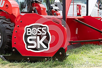 BOSS Snowplow Snow Plow Thrower and Trademark Logo Editorial Stock Photo