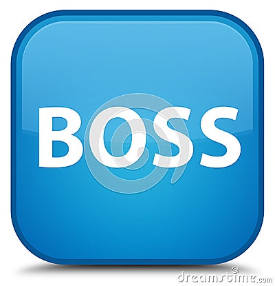 Boss special cyan blue square button Cartoon Illustration