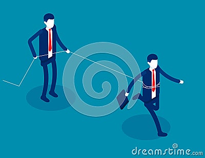 Boss trying to get rid of control employee. Isometri business vector illustration Vector Illustration