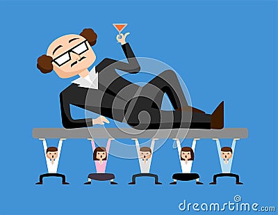 Boss use worker as slavery . business concept Vector Illustration