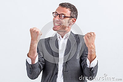 Bossy businessman with body language expressing frustration Stock Photo