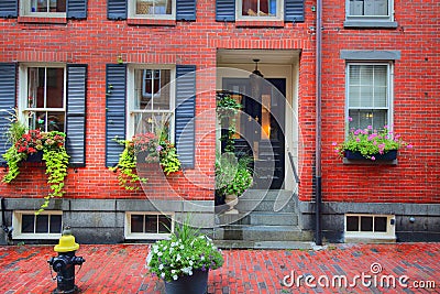 Boston, Beacon hill streets Stock Photo