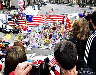 Boston Bombing People Memorial Editorial Stock Photo