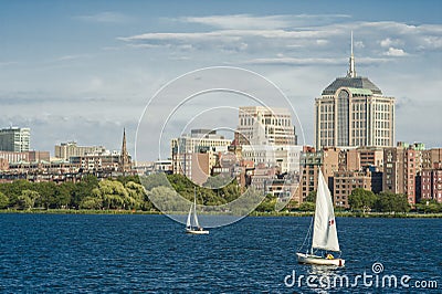 Boston Skyline from the Charles River Stock Photo