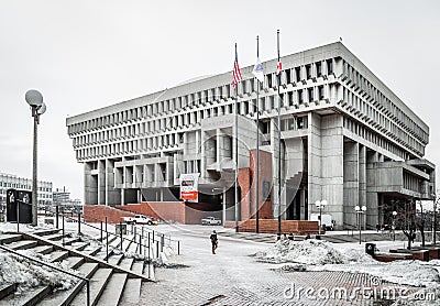 Boston City Hall in Winter Editorial Stock Photo