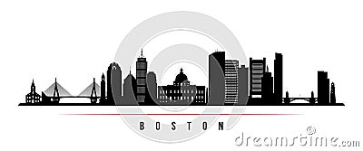 Boston city skyline horizontal banner. Vector Illustration