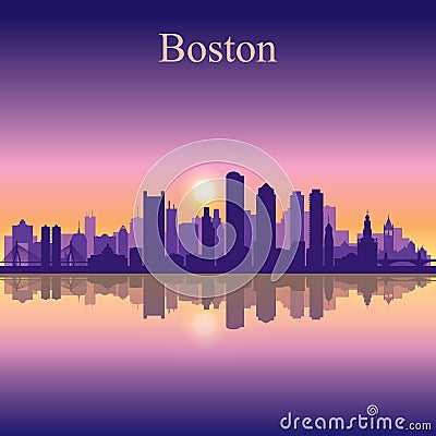 Boston city skyline silhouette background Vector Illustration