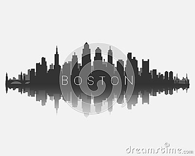 Boston city skyline silhouette with reflection vector illustration Vector Illustration