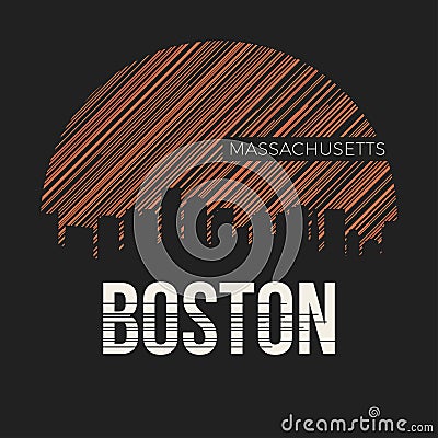 Boston city t-shirt design typography. Vector illustration. Vector Illustration