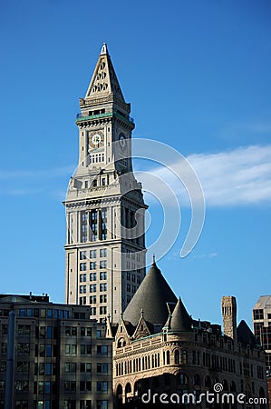 Boston Custom House Clock Stock Photo