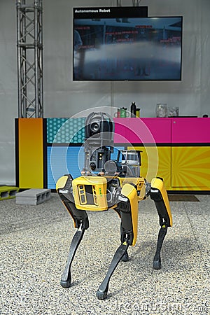 Boston Dinamics present Spot a multi-purpose robodog at new technology fair Editorial Stock Photo