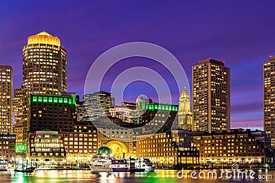 Boston Downtont night Stock Photo