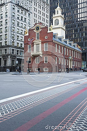 Boston Freedom Trail and Old State House Editorial Stock Photo