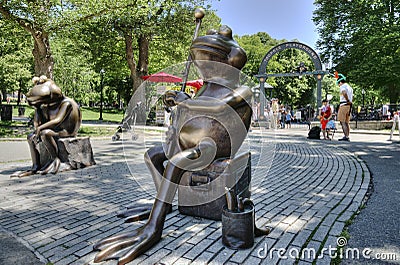 Boston Frogs in front of Boston Common Frog Pond Editorial Stock Photo