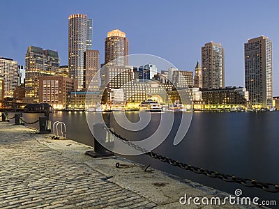 Boston harbor at dawn Stock Photo