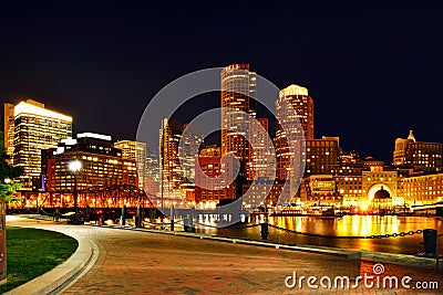 Boston Harbor and Skyline Stock Photo