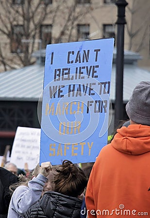 Boston, MA/America - March 24th, 2018: March for Our Lives. Gun Control, Gun Reform Demonstration Editorial Stock Photo