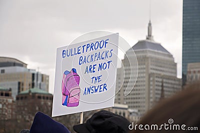 Boston, MA/America - March 24th, 2018: March for Our Lives. Gun Control, Gun Reform Demonstration Editorial Stock Photo