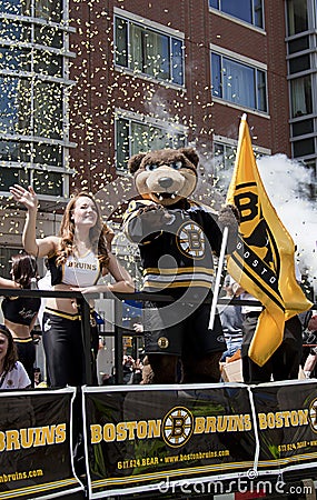 BOSTON, MA, USA - JUNE 18: The Boston Bruins parade through Boston after winning the Stanley cup for the first time in 39 years Editorial Stock Photo