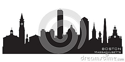 Boston Massachusetts city skyline vector silhouette Vector Illustration