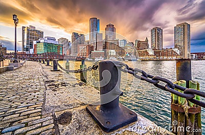 Boston, Massachusetts, USA Harbor and Skyline Stock Photo