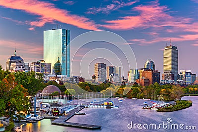 Boston, Massachusetts, USA River Skyline Stock Photo