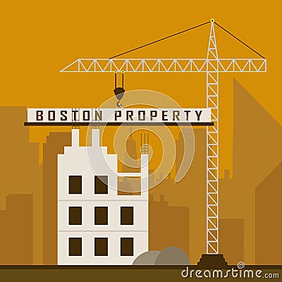 Boston Property Construction Shows Real Estate In Massachusetts Usa 3d Illustration Stock Photo