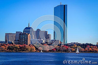 Boston Skyline, from across the Charles River Stock Photo