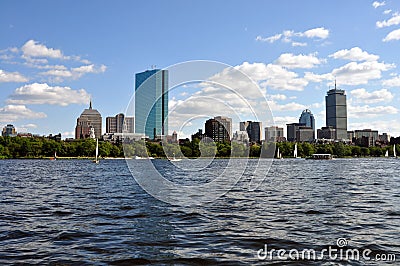 Boston skyline from Charles river Stock Photo